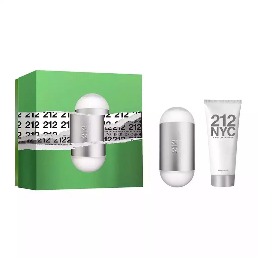 gift set - Carolina Herrera 212 Eau de Toilette 100ML with Body Lotion Tube 100ml - Parcos Luxezine